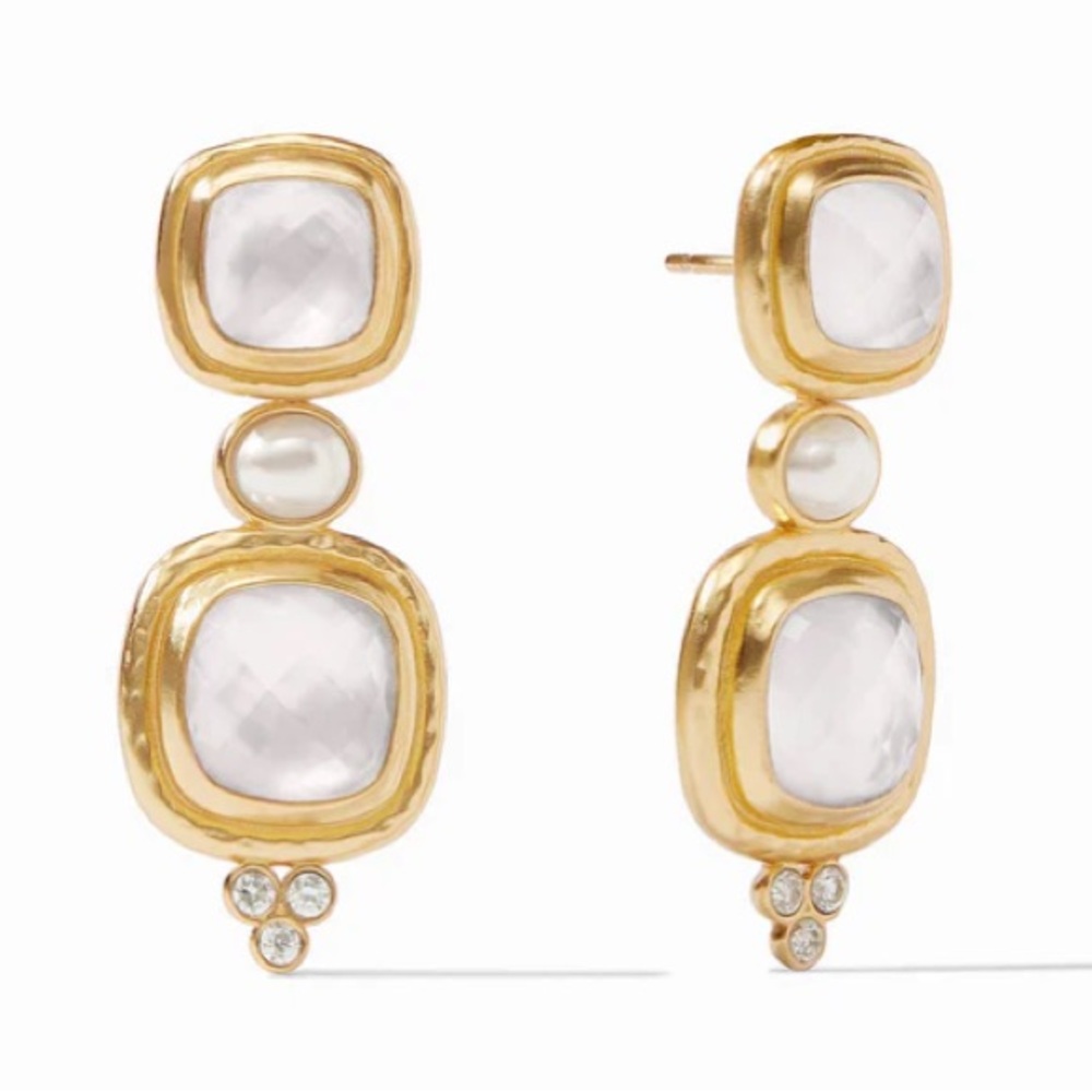 JULIE VOS® Tudor Statement Earring Iridescent Clear White Drop Earrings